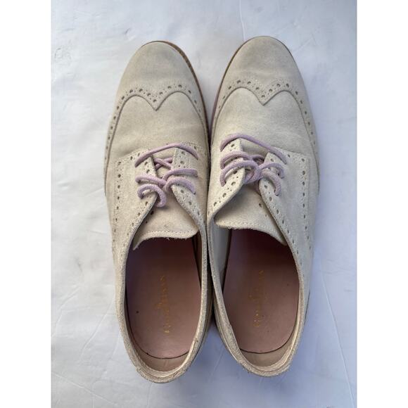 Cole Haan Lunar Grand Gray Suede Lavender Sole Wingtip Oxford Shoe Women SZ 7.5 - Picture 5 of 9